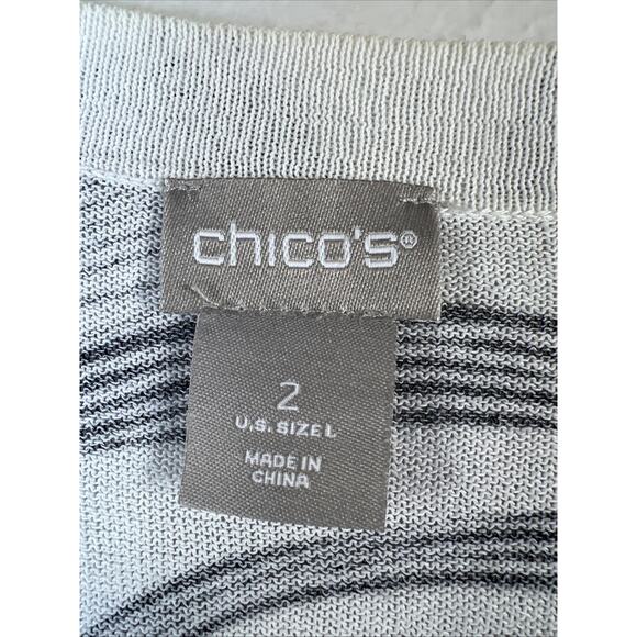Chico's 2 large chicos Cardigan sweater Animal White Black Brown cheetah Open - Picture 6 of 10